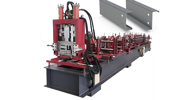 Hydraulic post punch and cutting c z u purlin profile make machine in steel frame