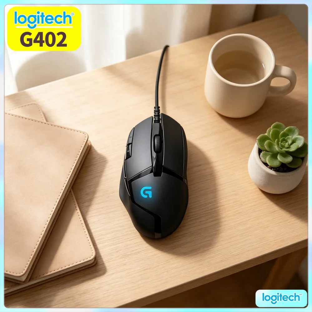 Logitech G402 Hyperion Fury USB Mouse 20M Clicks Contoured Shell Beginner Laptop Game Hobbyist Gear