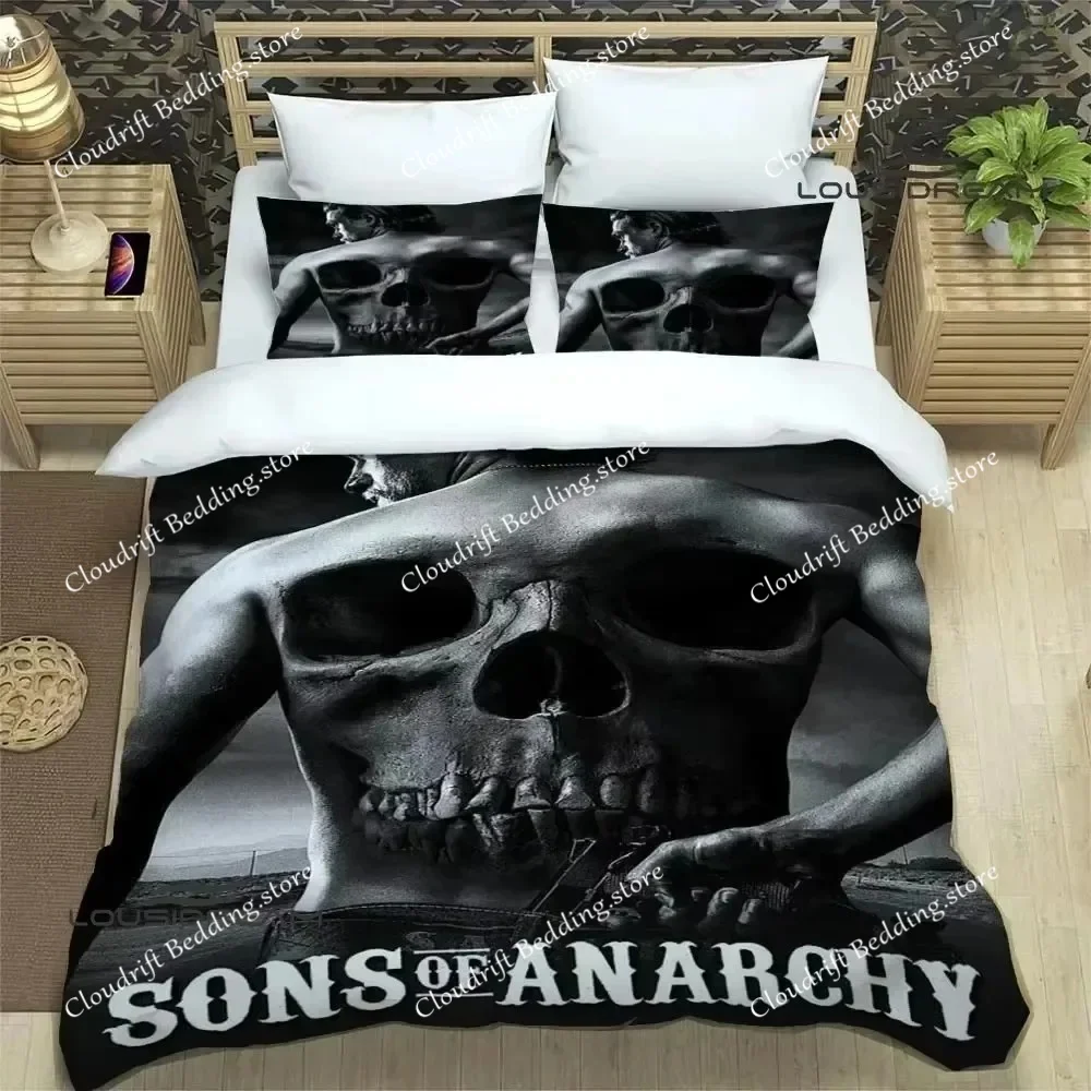 Sons Of Anarchy Retro Printed Bedding Sets Exquisite Supplies Set Duvet Cover Bed Comforter Set Bedding Set Luxury Birthday Gift