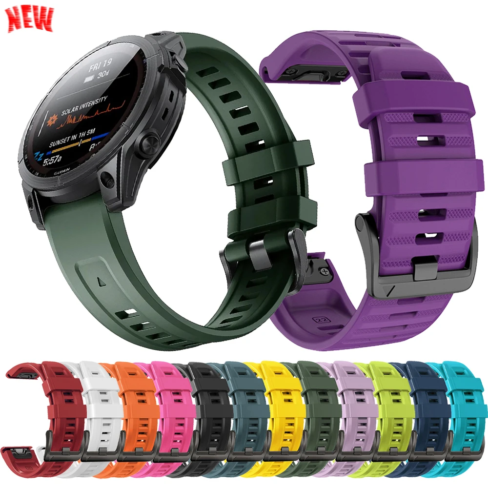 حزام سيليكون رسمي لـ Garmin Fenix 8 7X 7 Pro 6X 6 5 5X Plus/Epix 2/Tactix 8/Instinct 3 Band QuickFit 22 مللي متر 26 مللي متر سوار