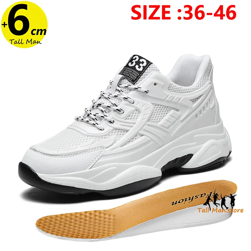 

Chunky Sneakers Men's Elevator Oxford Shoes Height Increase Insoles 6CM Plus Size 36-46