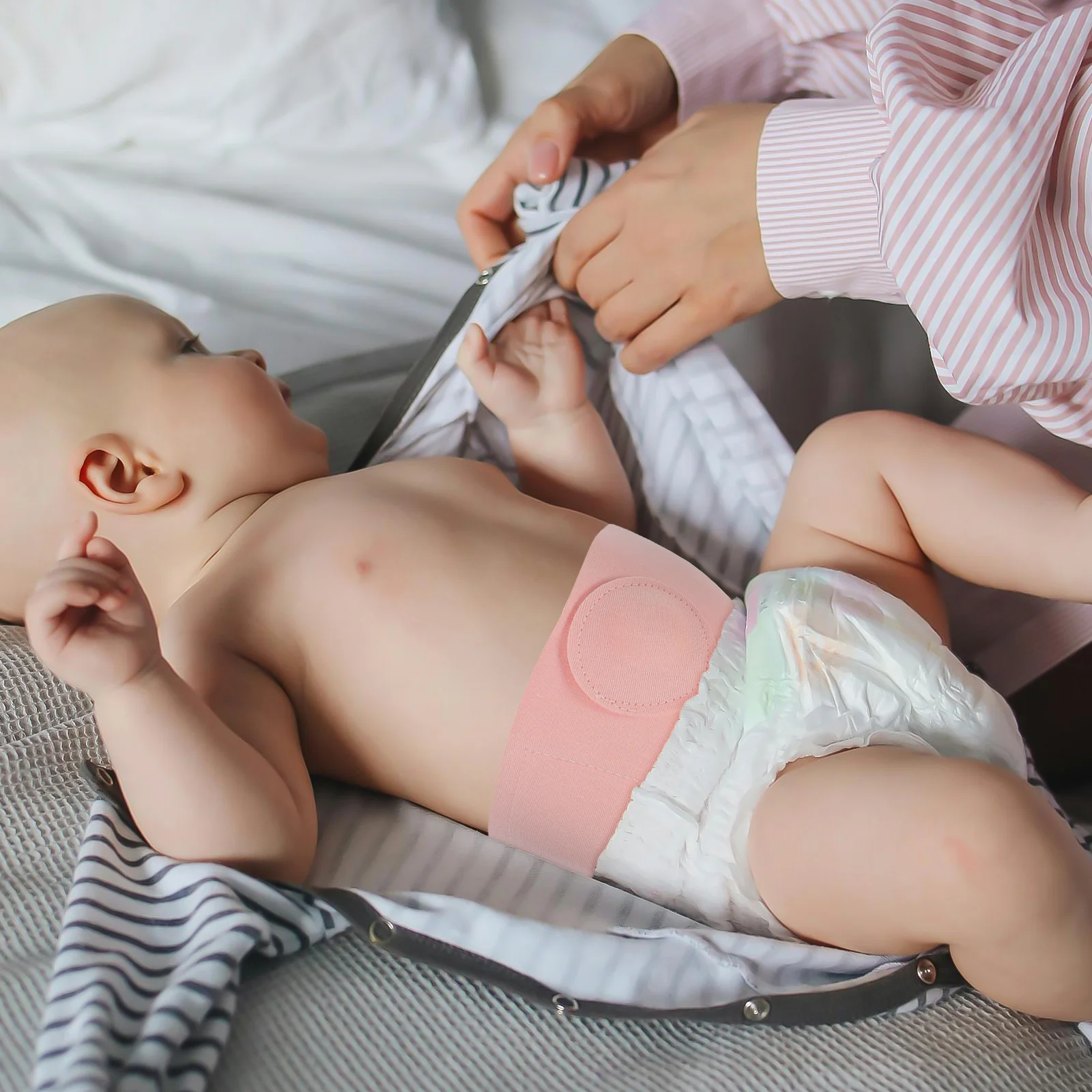 

2 Pcs Umbilical Hernia Belt for Baby Kids Newborn Cotton Belly Band Adjustable Navel Support Belt Soft Stretchable Compress