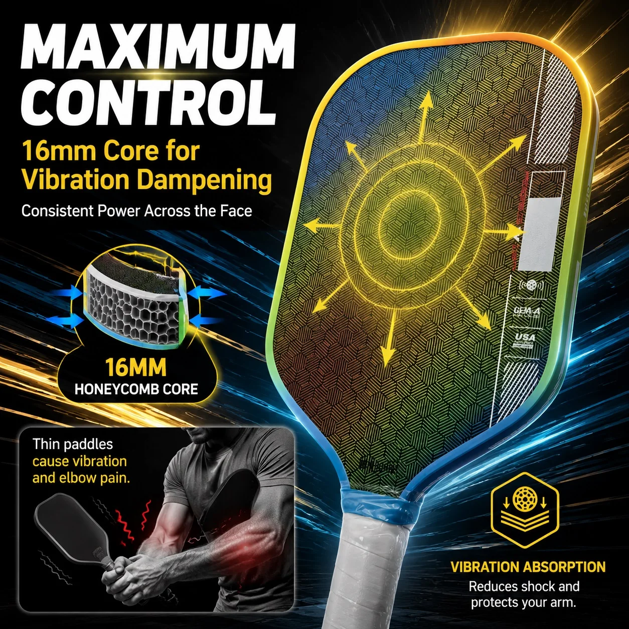 SONGYI Extreme Spin Power Carbon Fiber Pickleball Paddle Pro Series Pickle Ball Racket for Aggressive Topspin Serves Roll Volley image 5
