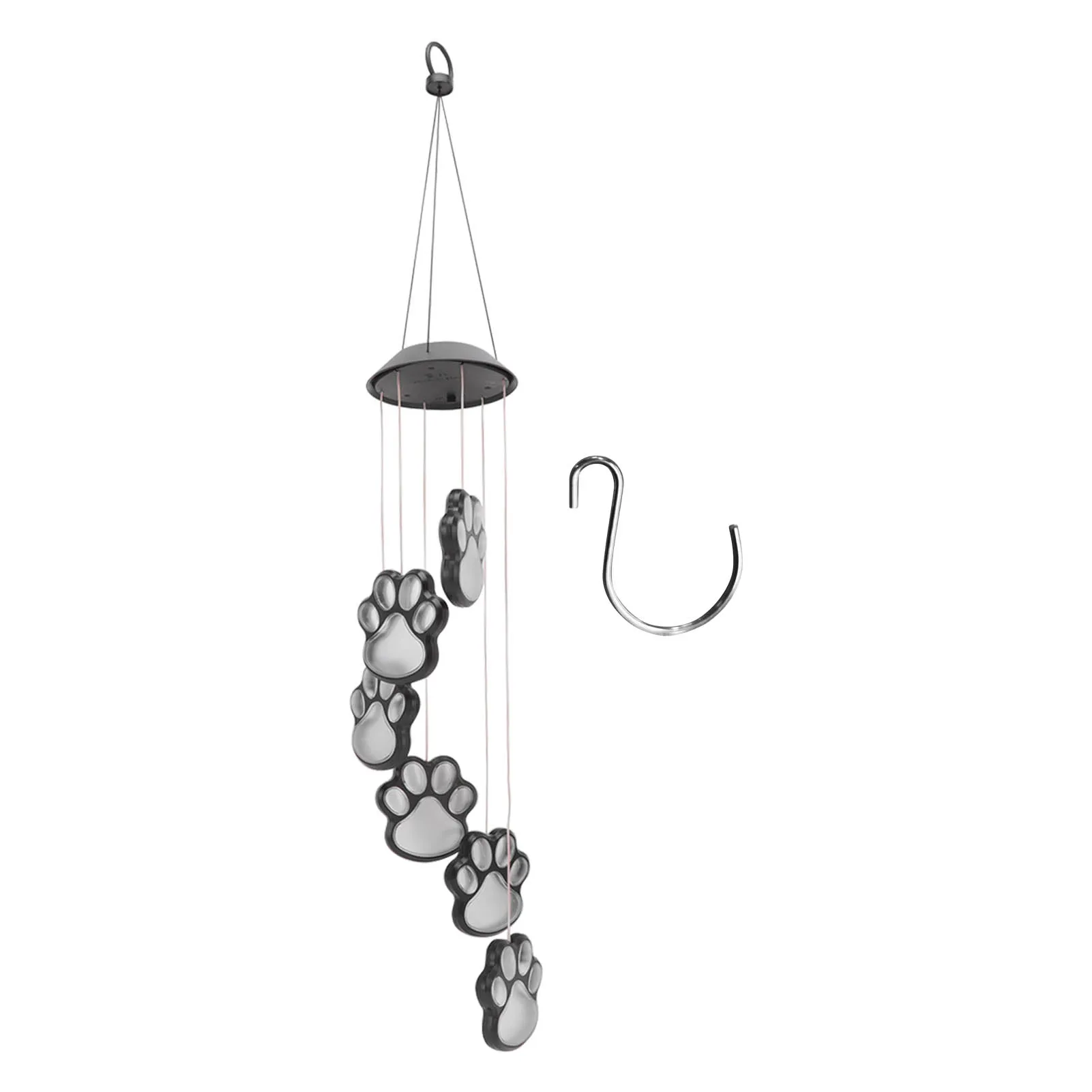 Paw Print Solar Wind Chimes Solar Powered Dog Paw Print Windchimes for Lawn Garden Patio Hall Roof Living Room Bedroom Decoratio