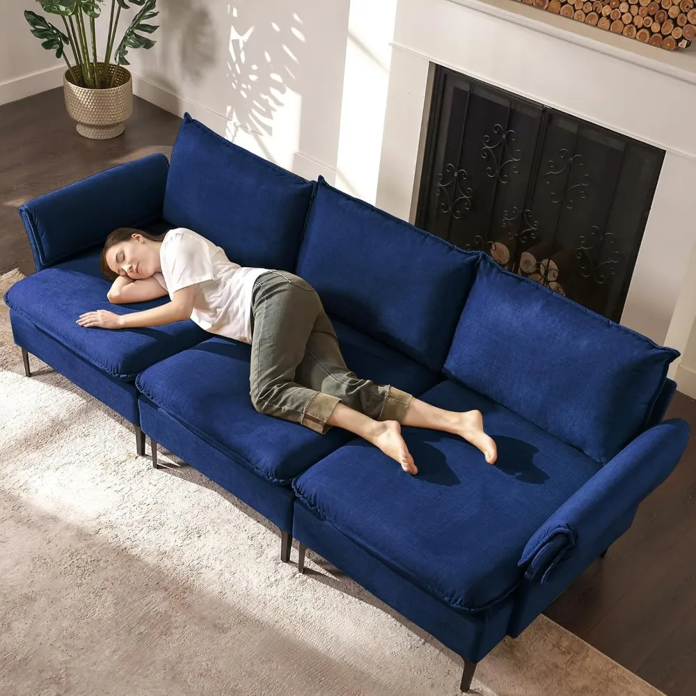 

95" Upholstered Sofa with 35" Extra Deep Seats for Living Room,Couches with Solid Wood Frame and Metal Legs,Removable Sofa Cover