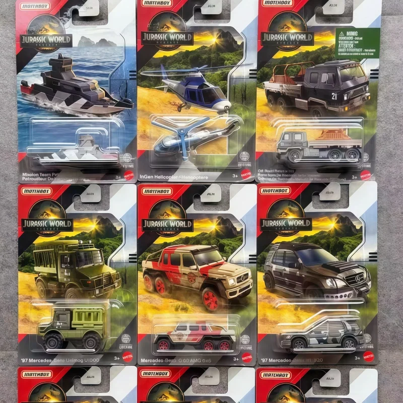 

Горячая модель автомобиля Mattel Matchbox, мир Юрского периода, фильм с одинаковым автомобилем, имитация автомобиля из сплава, модель автомобиля Benz, коллекция игрушек для мальчиков, подарок