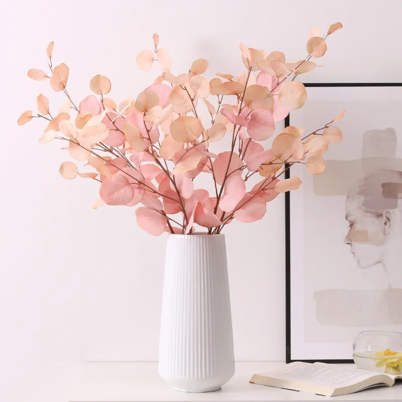 Autumn Artificial Plant Faux Leaves Eucalyptus Long Branch Home Wedding Decoration Silk Flowers Fake Plants Diy Table Decoration