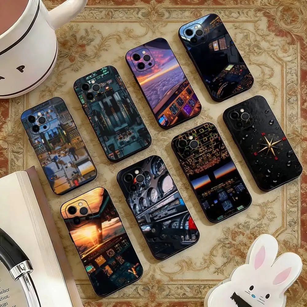

A-Aeroplane Pilot Cockpit Phone Case Silicone Soft For IPhone 17 16 15 14 13 12 11 X XR Plus Pro Max Plus