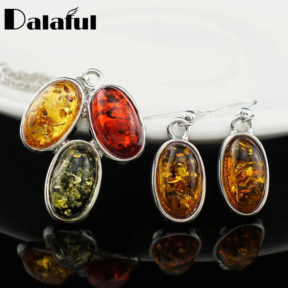 Pretty Baltic Created Synthetic Delicate Charming Earrings Pendant Necklace Set Wedding Women Jewelry Set L40101