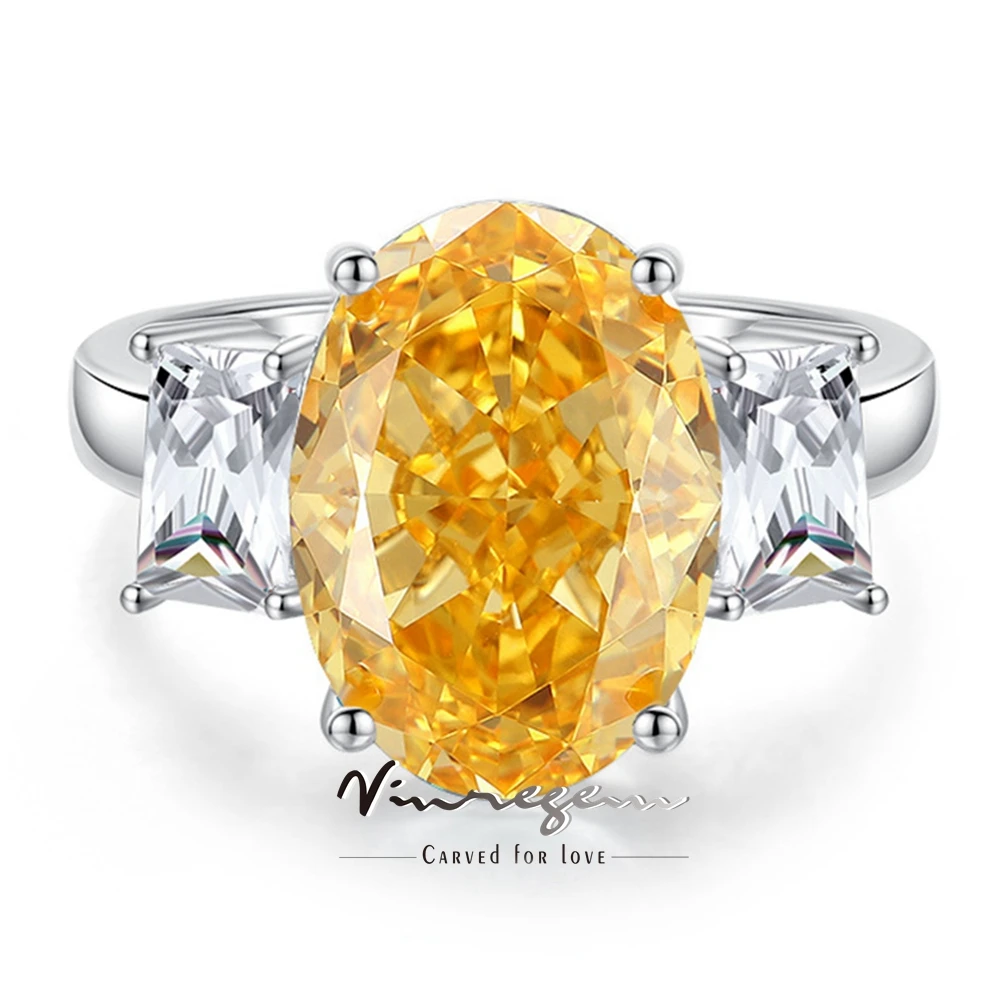 

Vinregem 10*14MM Oval Cut Citrine Sapphire Aquamarine Gemstone Luxury Ring for Women 925 Sterling Silver Engagement Fine Jewelry