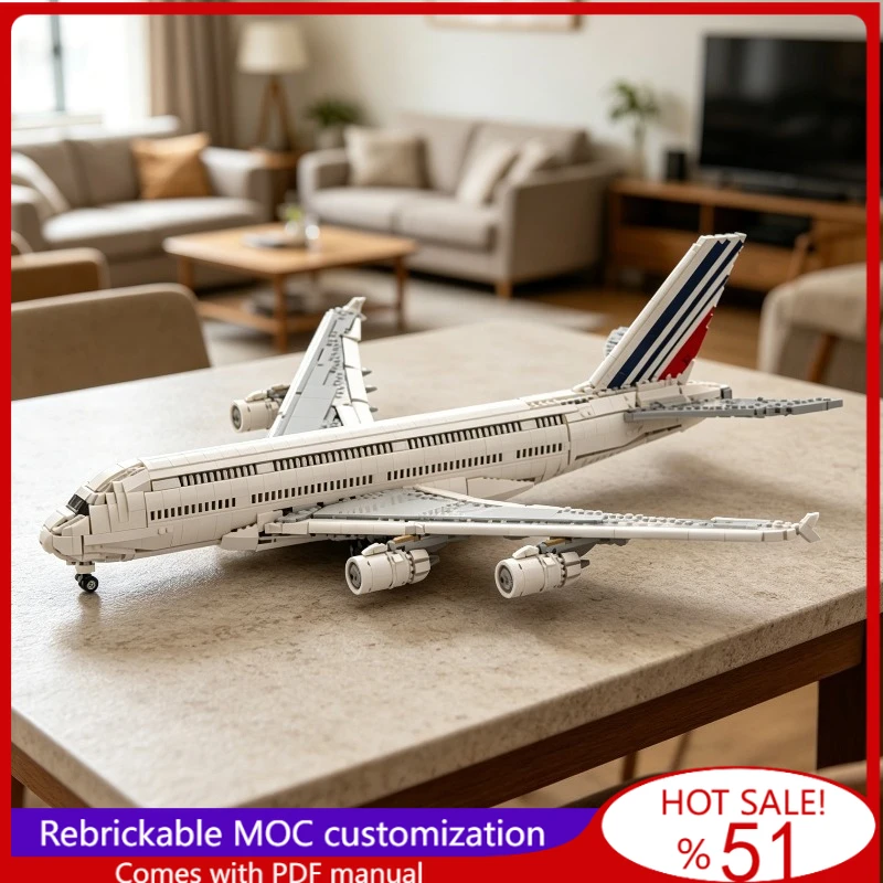 

New 3631 PCS MOC Customize Transportation Series Air Airbus France A380 Airliner Model DIY Creative Assembly Of Building Blocks