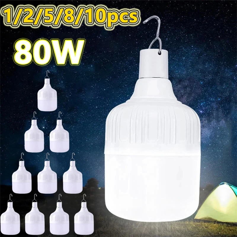 1-10pcs High Power LED Light Portable Outdoor Lamp USB Rechargeable Emergency Lamp Camping BBQ Lamp Search Light Emergency Bulb