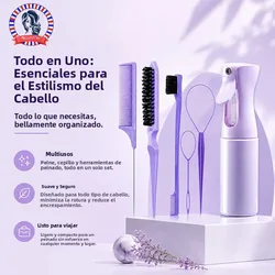 6pcs Hair Brush Set Spray Bottle Hair Braiding Loop Rat Tail Comb Teasing Hair Brsuh Edge Hair Brush Curly Hair Accessories