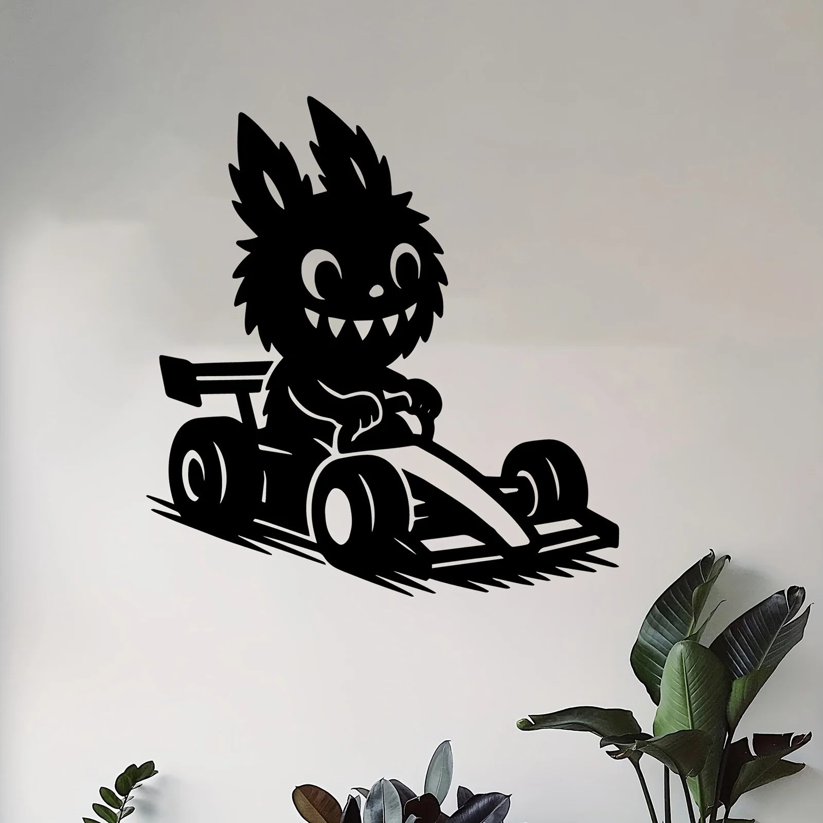 1pc Monster Kart Metal Wall Art, Playful Monster Kart Silhouette Metal Mural, Great Gift for Halloween & Monster Decor Fans