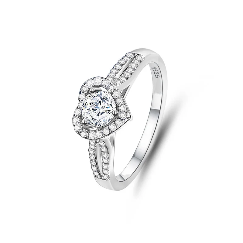 FDJZ-028 Lefei Mode Luxe ChimClassic Blanc Moissanite Design Amant Coeur Anneaux Pour Charme Femmes s925 Bijoux En Argent Cadeau