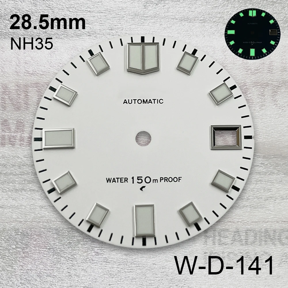 28.5mm S Logo Matte Dial Fit NH35/NH36/4R/7S Movement C3 Green Luminous High Quality Watch Modification Accessories
