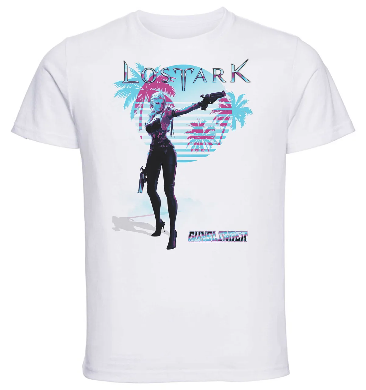 T-Shirt Unisex White Vaporwave Style - Lost Ark - Gunslinger