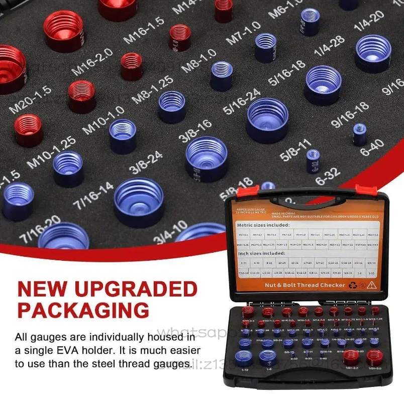 44-piece set of male inch thread, young master gauge, bolt and nut inspector, spot quick delivery
