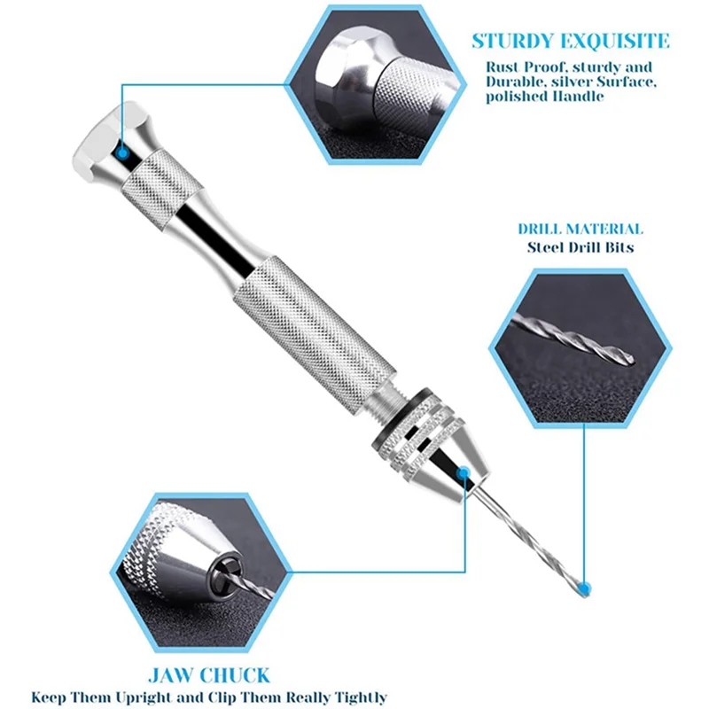 AC88-Resin Tools Kit With 2Pcs Pin Vise Hand Drill 20Pcs Drill Bits And 800Pcs Screw Eye Pins For DIY Keychain Pendant Making