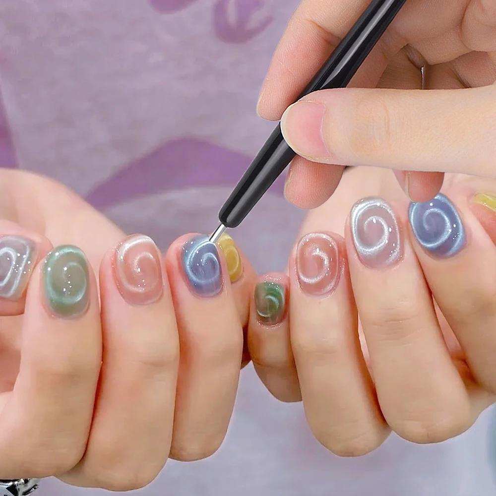 

New Fancy Cat Eye Nail Magnet Magnetic Pen 3D Vortex/Glass Bead/Moon/Water Ripple/Circle/French Effect Suck Cat's Eye Magnet Pen
