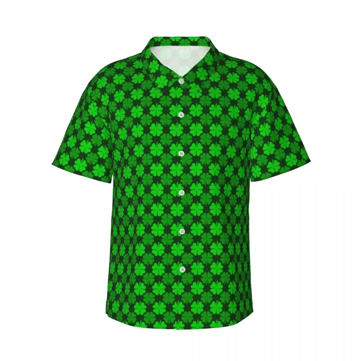 St Patricks Day Beach Shirt Shamrock Pattern Hawaiian Casual Shirts Men Elegant Blouses Short-Sleeve Y2K Funny Pattern Top