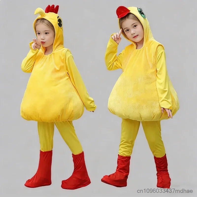 

Enfant Duck Cosplay Cartoon Animal Costume For Mädchen Junge Yellow Chicken Set World Book Day School Festival Party Stage Suit