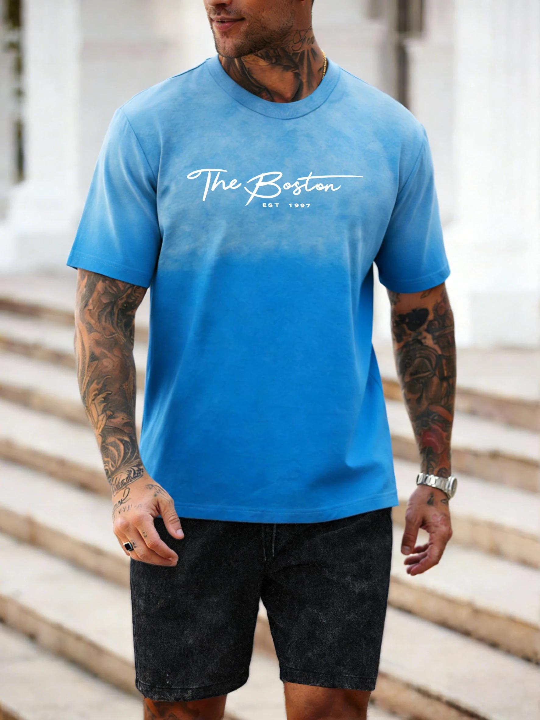 

Мужская хлопковая футболка Boston Est 1997 Design Beach Tie-Dye, модная повседневная креативная одежда, свободный крой, короткий рукав