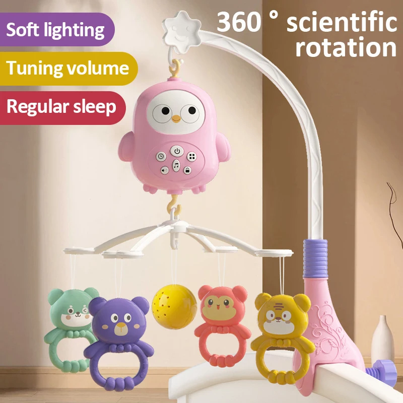 Baby Music Rotating Bed Bell Toy Cute Owl Shape Modern Baby Hanging Rattle Music Bedside Bell Toy Holiday Gift
