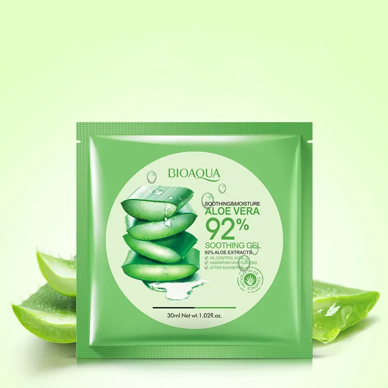 BIOAQUA Natural Aloe Vera Gel Face Mask Moisturizing Oil Control Wrapped Mask Shrink Pores Soothing Gel Facial Mask