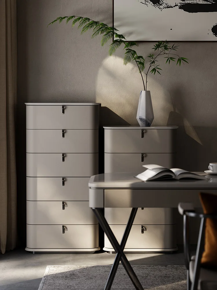 Light luxury chest of drawers creative minimalist style villa with natural marble Italian chest of drawers.