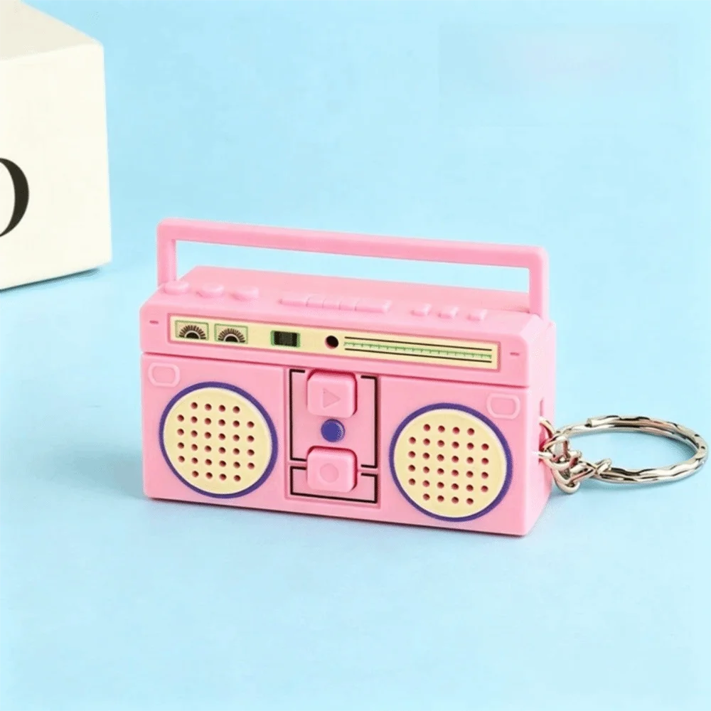 Mini Size Radio Shape Keychain Plastic Material Exquisite Design Music Recorder Keychain Retro Style Macaron Color