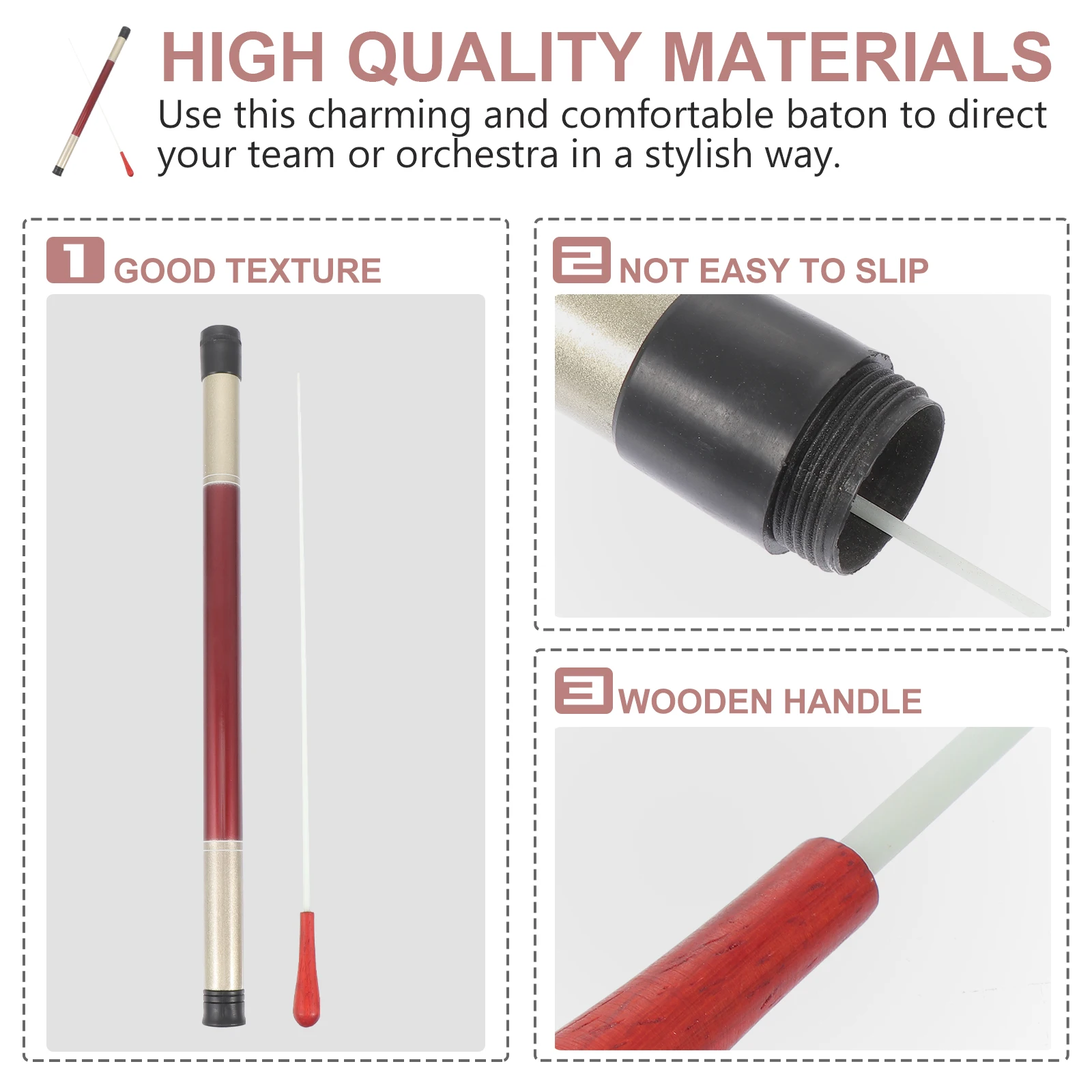 

2 Pcs Performance Music Conductor Solid Wood Bar Baton Conductors Red Sandalwood