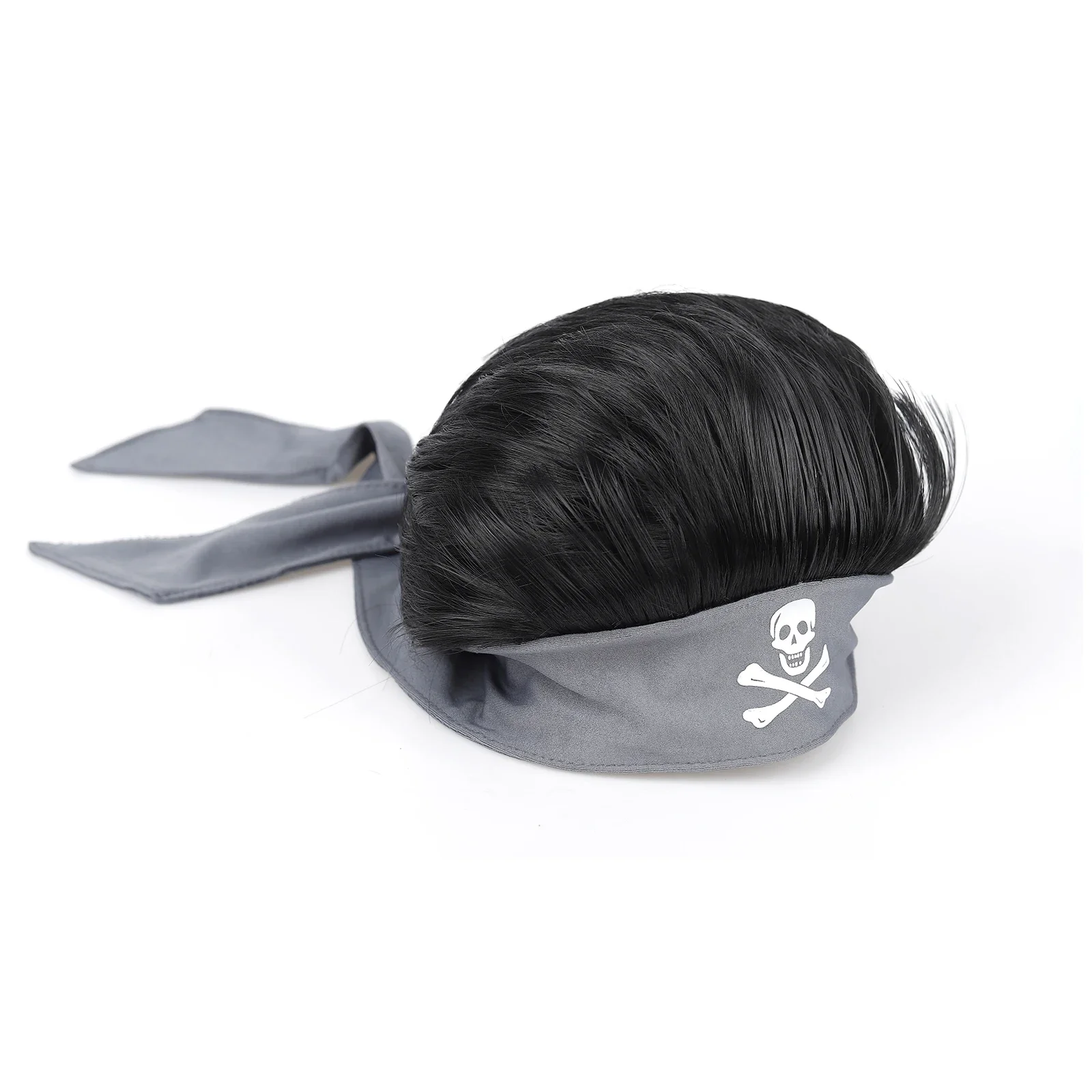 Men's Back Hair Wig With Skull Bandana Synthetic Pirate Wig Headband Wig For Halloween Cosplay Costume Party