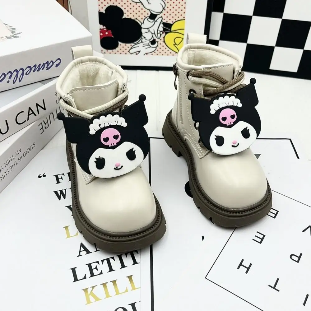 Kuromi My Melody Girls Boots Children Kawaii Anime Cartoon Keep Warm Short Boots Sanrio Princess Kids Western Style Martin Boots