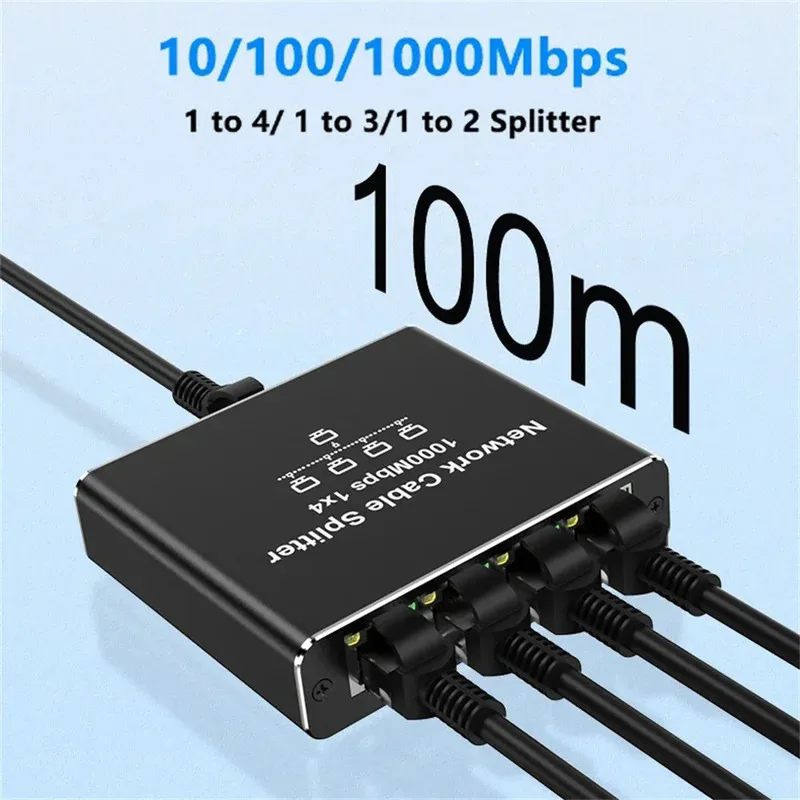 Adaptador Ethernet 1 en 4 salidas de 1000Mbps, 1 a 2/3/4 RJ45 LAN, divisor de Internet Cat 6, interruptor Gigabit RJ45 para PC, portátil, TV Box, enrutador