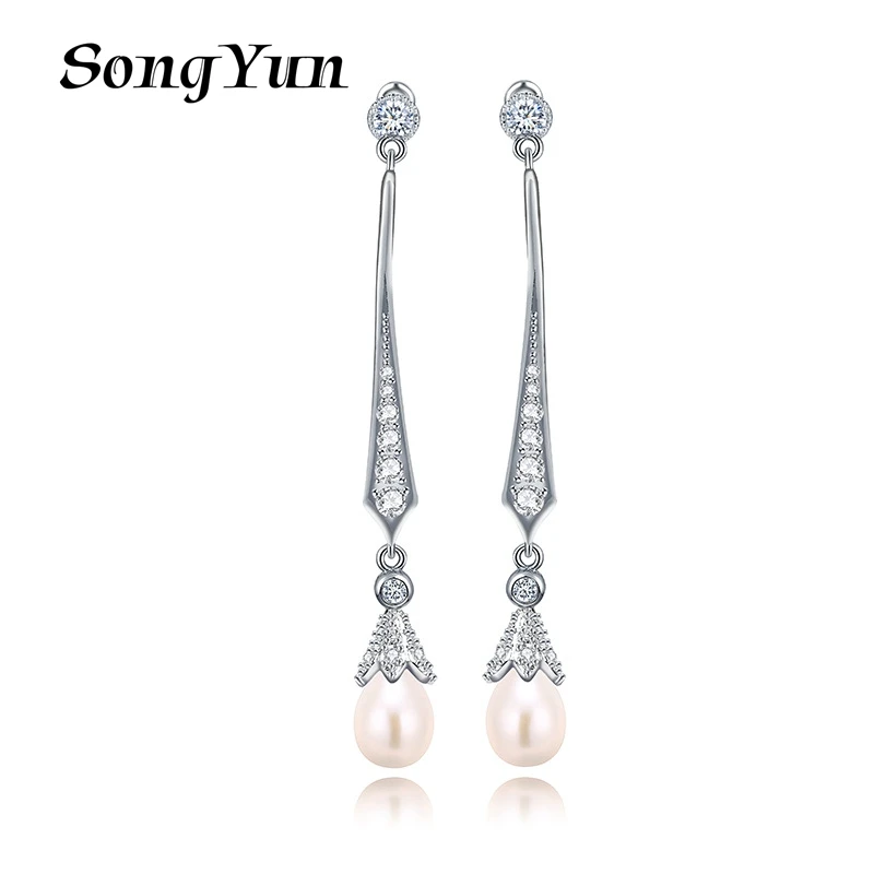 

SongYun Jewelry MHT Quality Brass Stud Earrings Dangle CZ 7A Zircon Anniversary Gift Timeless Women Earring Jewelry