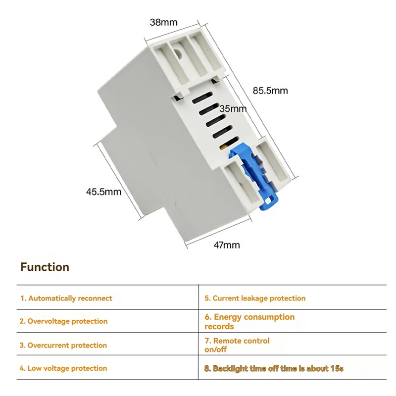 ABGN 2P 63A TUYA Wifi 스마트 보호기 릴레이 장치 스위치 차단기 누전 과전압 저전압 에너지 전력 Kwh 미터