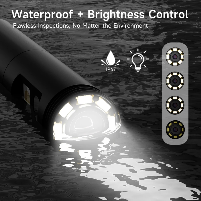 المنظار Borescope 4.3 "IPS شاشة IP67 كاميرا سباكة مقاومة للماء 8 مللي متر مسبار 2 متر-100 متر كاميرا مزدوجة واحدة مع مصابيح LED قابلة للتعديل