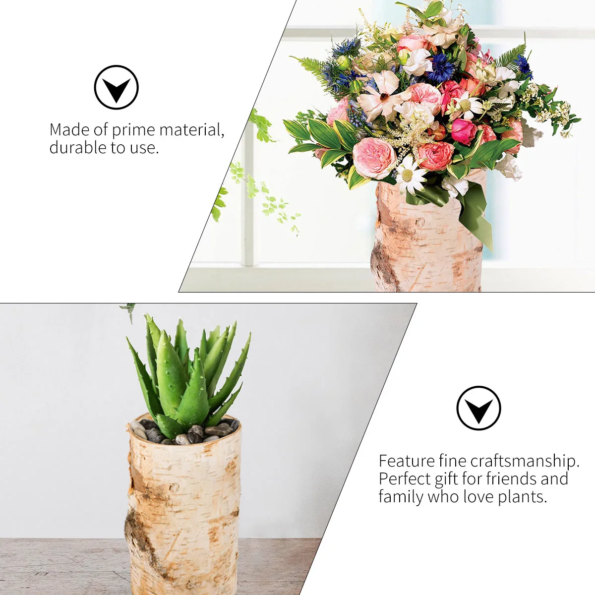 

Wooden Flower Pot Handmade Birch Planter For Succulent Cactus Indoor Outdoor Garden Bonsai Pots Home Office Decoration