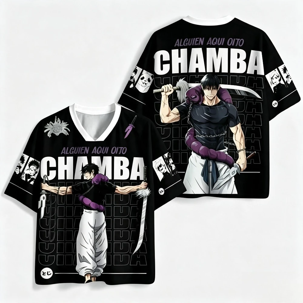 Jujutsu Kaisen 4 Styles Anime Jersey Set Satoru GojoToji Fushiguro Printed Short Sleeve V-Neck Manga Tee for Fans