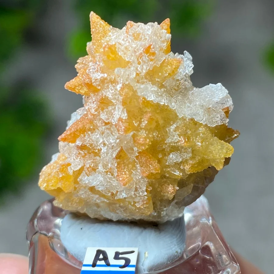 Natural Calcite Stone Yellow Crystal Cluster Mineral Specimen Energy Healing Raw Quartz Rock Home Decoration Collection+Bracket