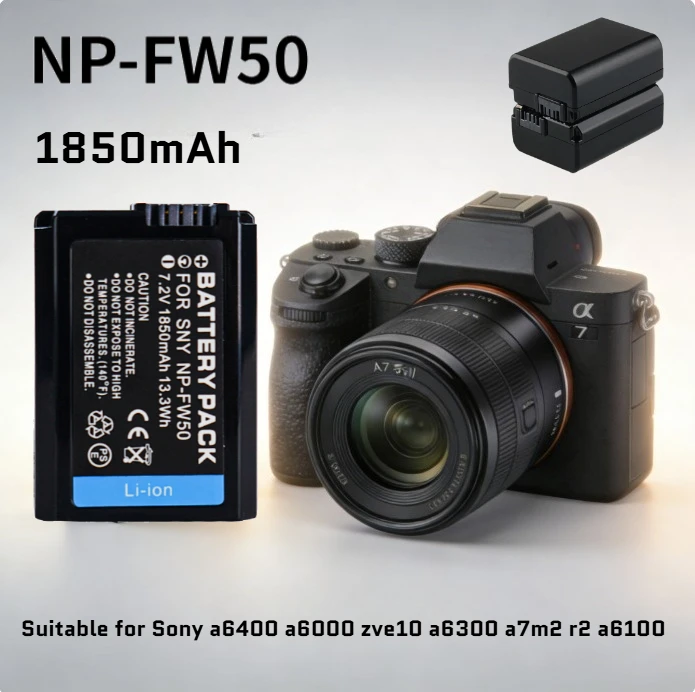 

Аккумуляторная батарея NP-FW50 Li-ion ёмкостью 1850 мАч для камер Sony Alpha A6500, A6300, A6000, A5000, NEX-3, A7R, A7S, NEX-7, NEX-5R