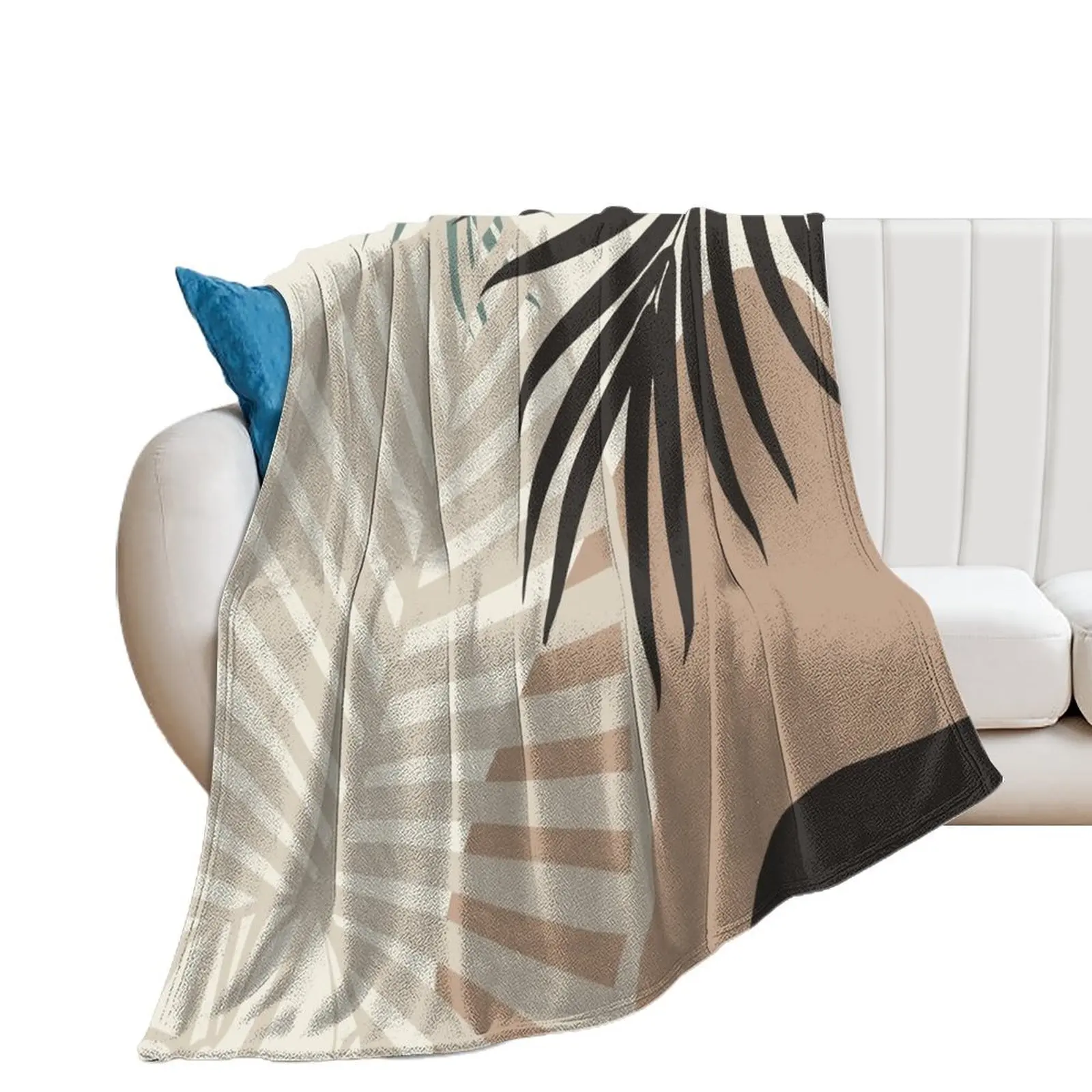 Minimal Tropical Palm Leaf Finesse #1 #tropical #decor #art Throw Blanket Soft Big anime Soft Plaid Hair Blankets