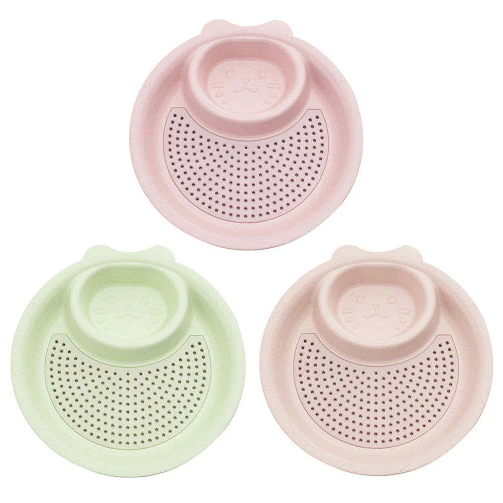 

3pcs Dipping Sauce Plates Pink Kitchen Dumpling Saucer Grid Drainable Fruit Vegetable Dish Family Gathering Restaurant