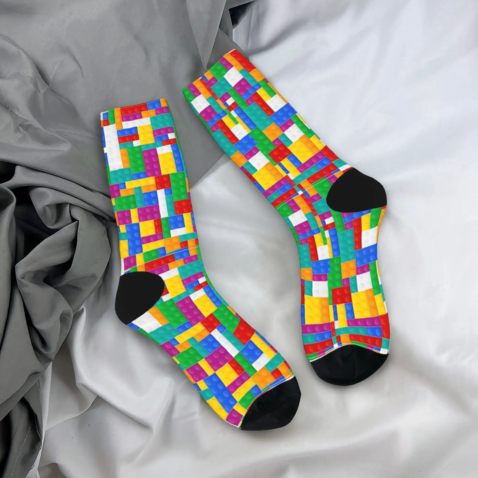 Colorful Building Blocks Toys Print Socks  Fashion Stockings Men Warm Soft Climbing Socks Autumn Graphic Anti Bacterial Socks