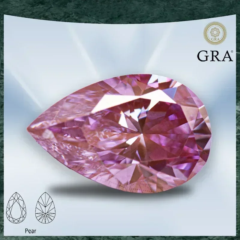 

Moissanite Stone Pear Shaped Sakura Pink Color VVS1 with GRA Certificate for Gemstone Charms Beads Top Jewelry Making Materials