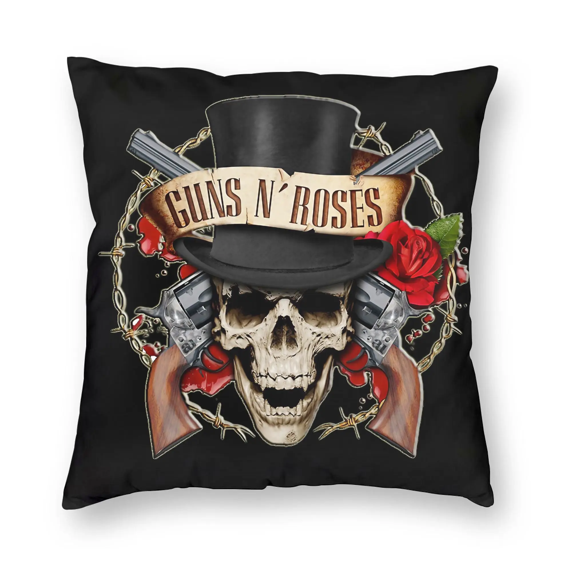 G-Guns N Roses Pillowcase Double-sided Printing Polyester Cushion Cover Decorative  Throw Pillow Case Cover Home Square 18''