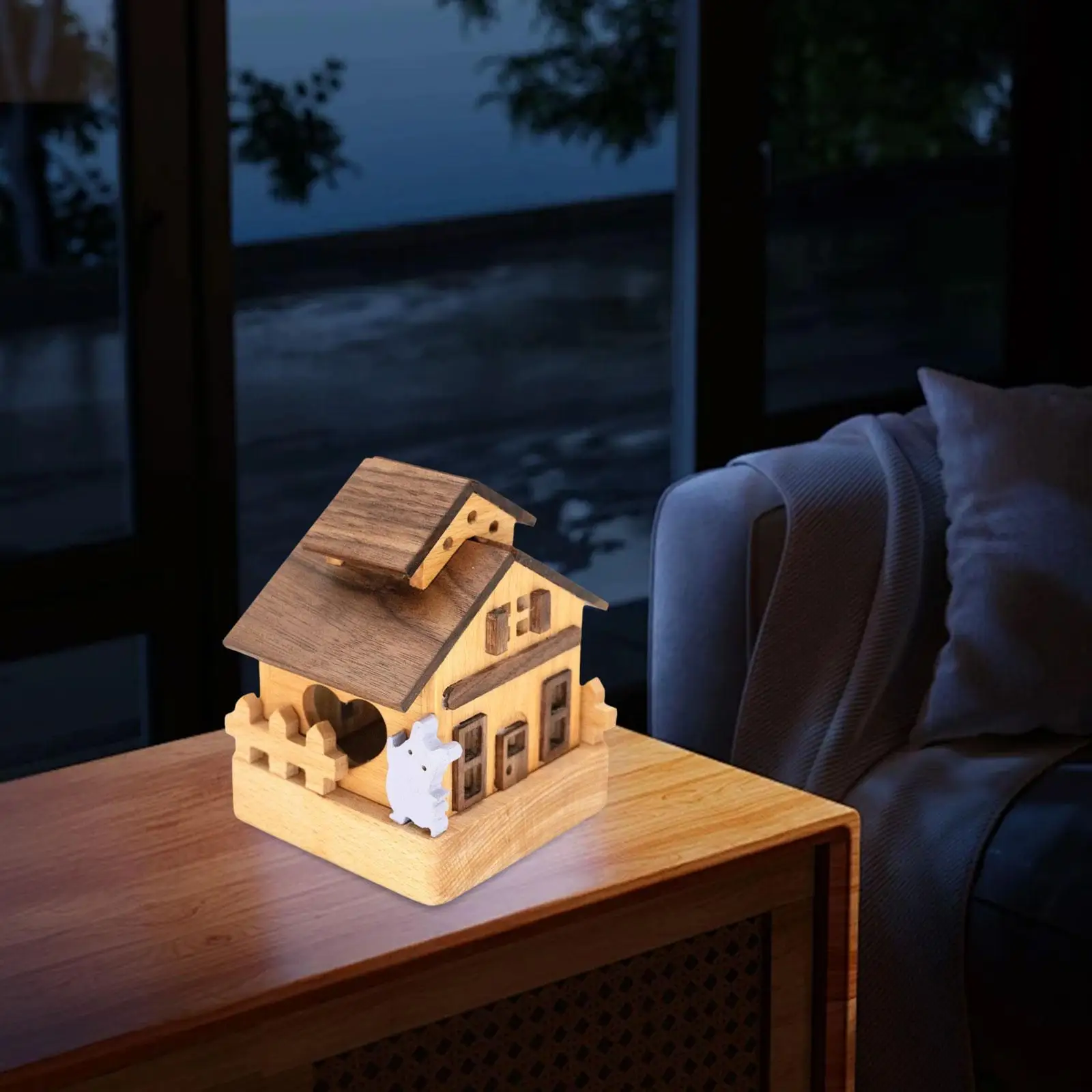 

3D Wood Puzzle up House Ornaments DIY Model Kit Crafting Lightweight Tabletop