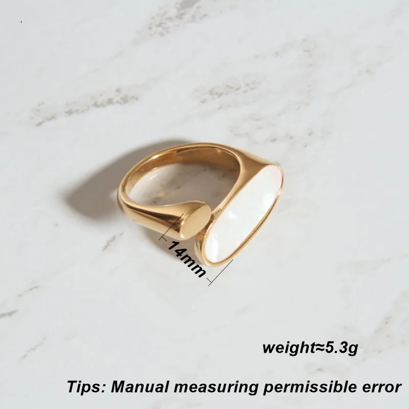 KITEAL online shopping india 18KGP Gold plated size 6 7 8 Goddess ring Oval White Seashell Ring prices in euros wedding jewelry