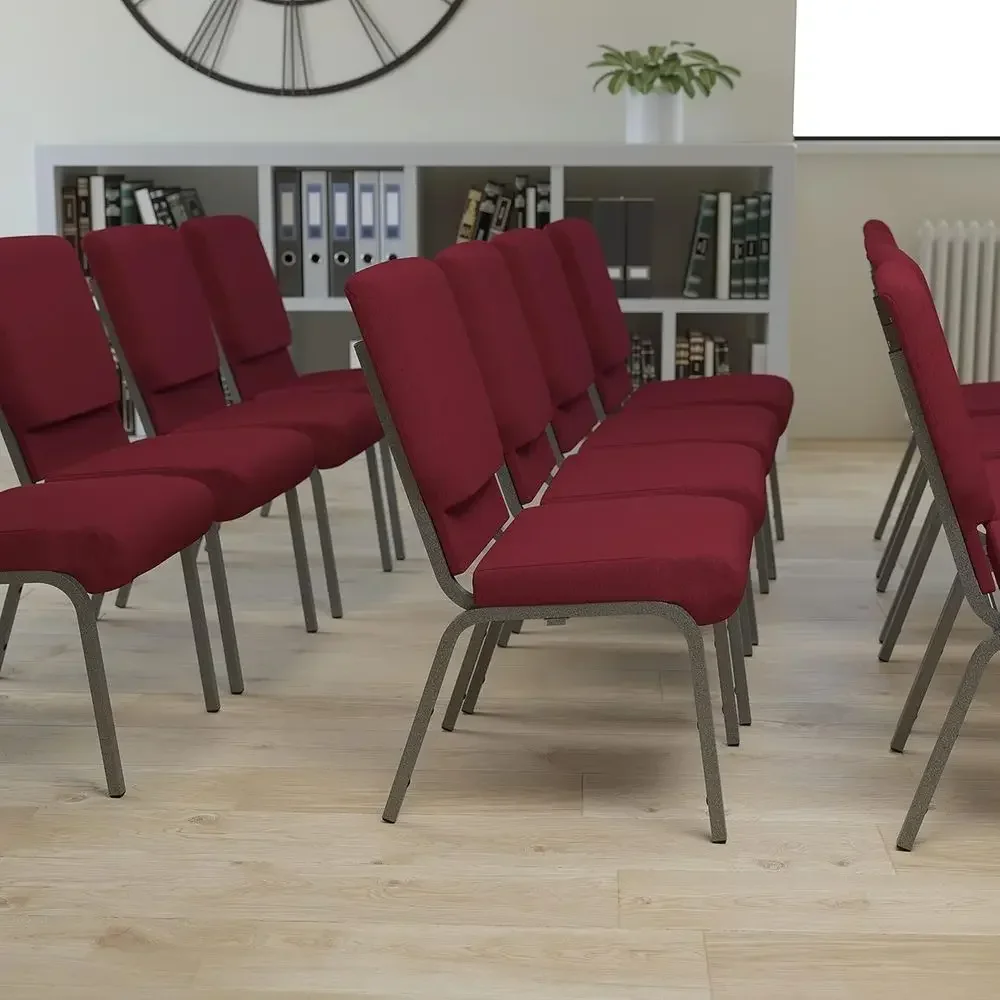 18.5 Wide Stackable Church Chair with Bury Fabric and Silver Vein Design